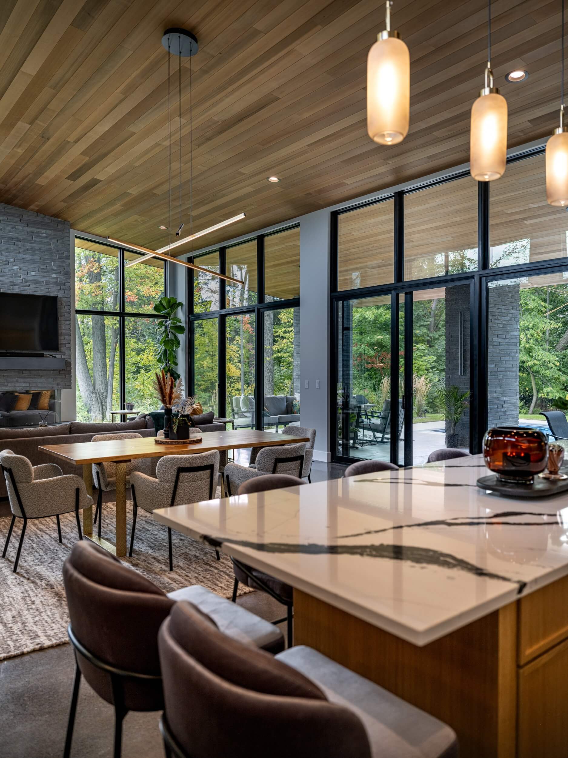 Contemporary home with large windows